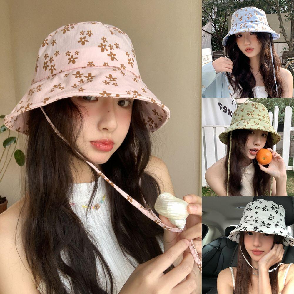 Adjustable Fisherman Hat Broken Flowers Sunshade Hat Sweet Women Sunscreen Hat Outdoor