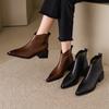 Мода 2024 Новые осенние женские ботинки Остроносые ботинки на массивном каблуке для женщин Зимние ботинки Короткие ботинки