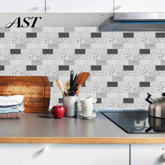 Peel Stick Tile Stickers 5Pcs Vintage Brick Stickers, Waterproof Oil?Proof Wallpaper, Flexible PVC Wall Tiles & Backsplash for Kitchen Living