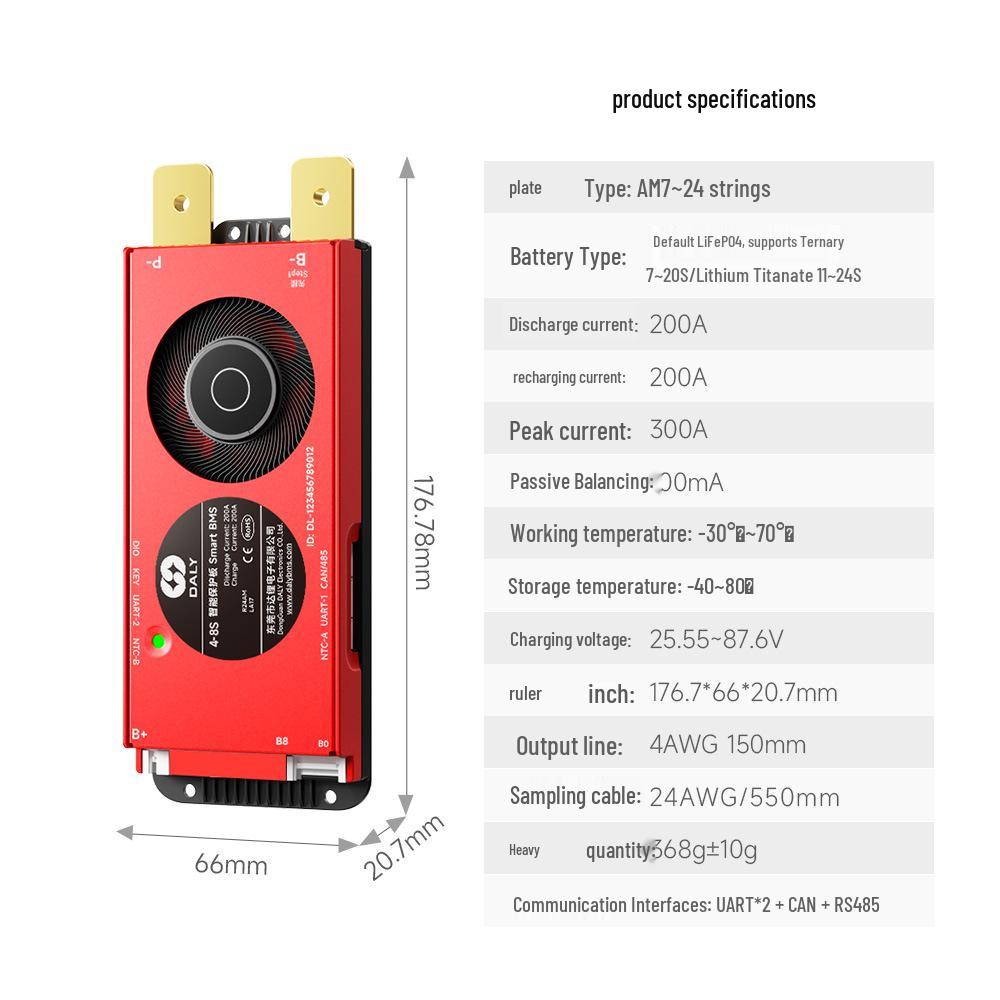 Dali Smart Bluetooth 100A Outdoor Power Supply: 4-24 String Series/Parallel Lithium Battery Protection Board