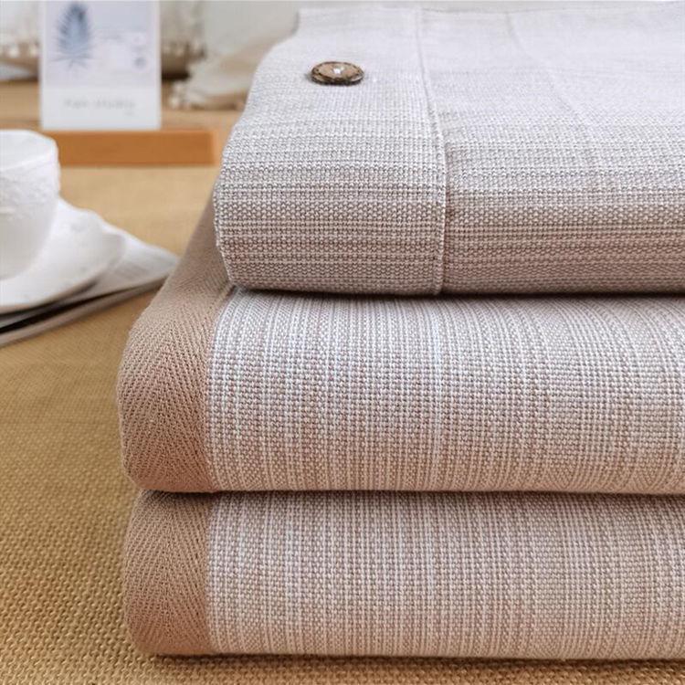 Thick Old Coarse Cloth Autumn Bed Set: Double-Sided, Four Seasons, Breathable, Anti-Wrinkle, Single/Double Cotton Linen with Silk Flower Design.