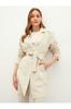 LCW Jacket Collar Waist Belted Pocket Detailed Long Sleeve Women's Trench Coat