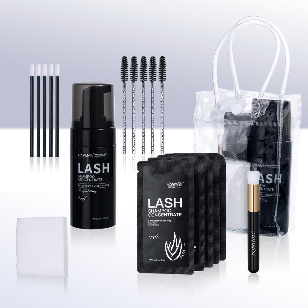 DAMMAN Lash Shampoo Cleaning Set - 100ml Foam Cleanser for Eyelash Extensions