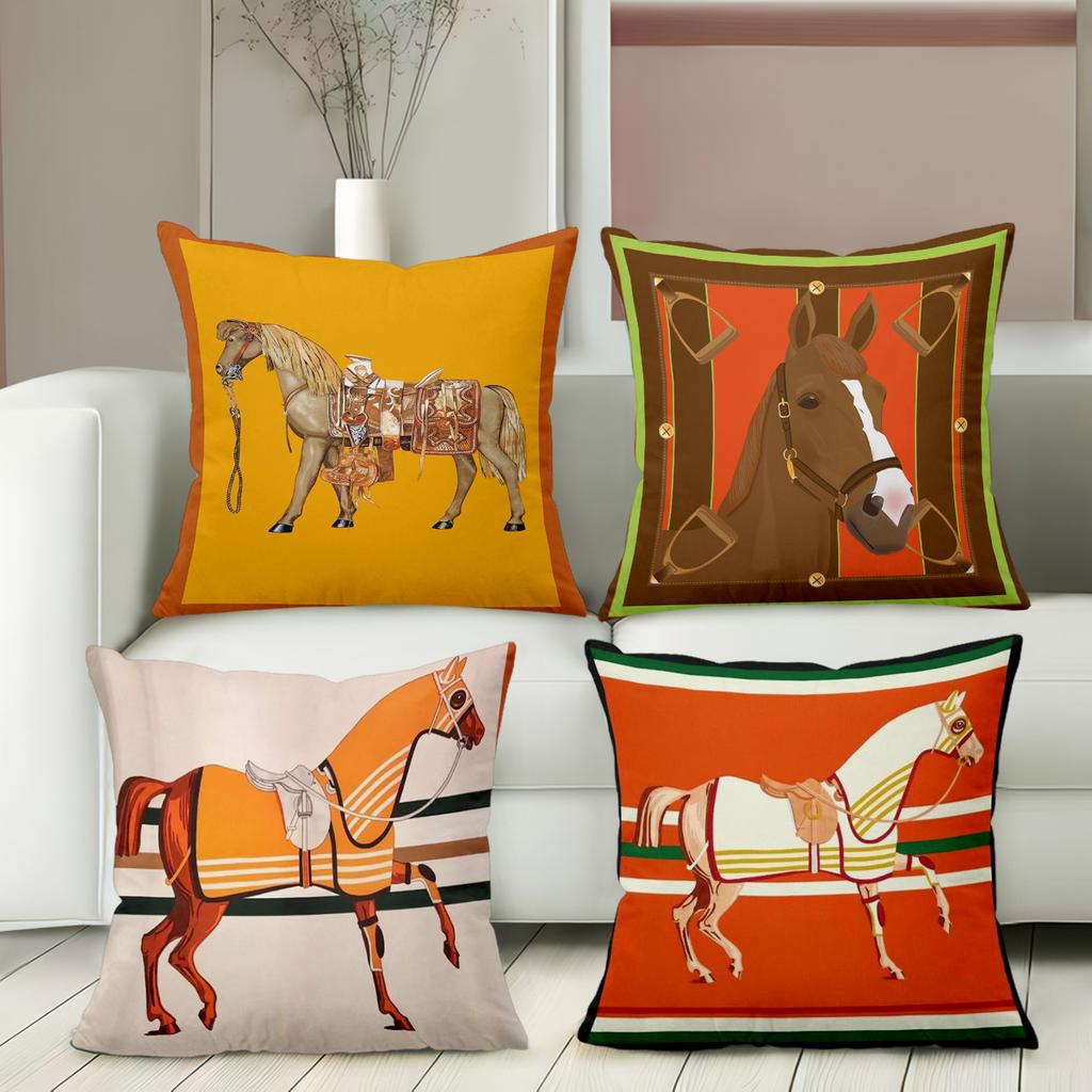 Horse Pattern Decorative Cushions For Home Decor Polyester pillowcase, sofa decorative cushion cov Headboard Pillow