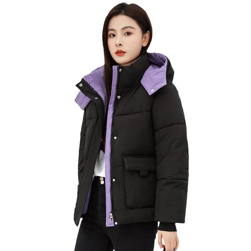 Женская стеганая куртка Зимняя с капюшоном Хлеб Свободная Короткая Модная