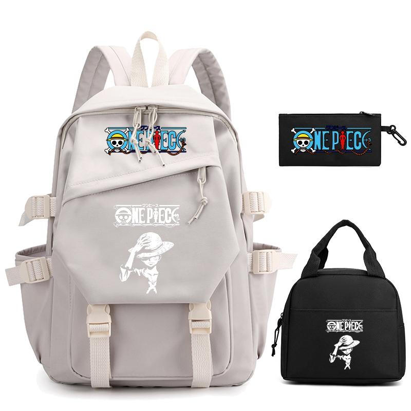 3 шт./компл., цельный нейлоновый рюкзак в стиле аниме с сумкой для обеда для девочек и мальчиков, школьный рюкзак для мужчин и женщин, дорожная сумка для отдыха