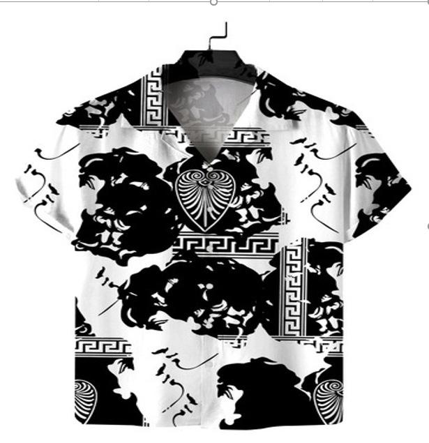 Hawaiian shirt new men's large size 1D printing fashion casual and comfortable Cuban collar button-down cardigan