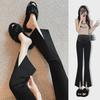 Black Korean-Style Maternity Wide-Leg Flared Pants