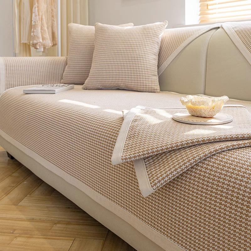 Хлопково-льняная подушка для дивана, универсальная льняная подушка для четырех сезонов, простой тканый чехол для дивана, нескользящий чехол для подушки, летнее полотенце 