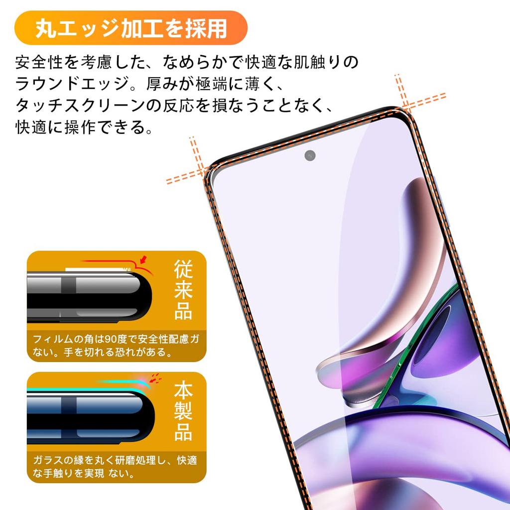 Из 2 2 совместимых с отпечатком пальца Moto G13 стеклянная пленка 2 шт. Motorola Moto G13 пленка 2 шт. комплект защитной пленки для камеры прочность сделано в Японии