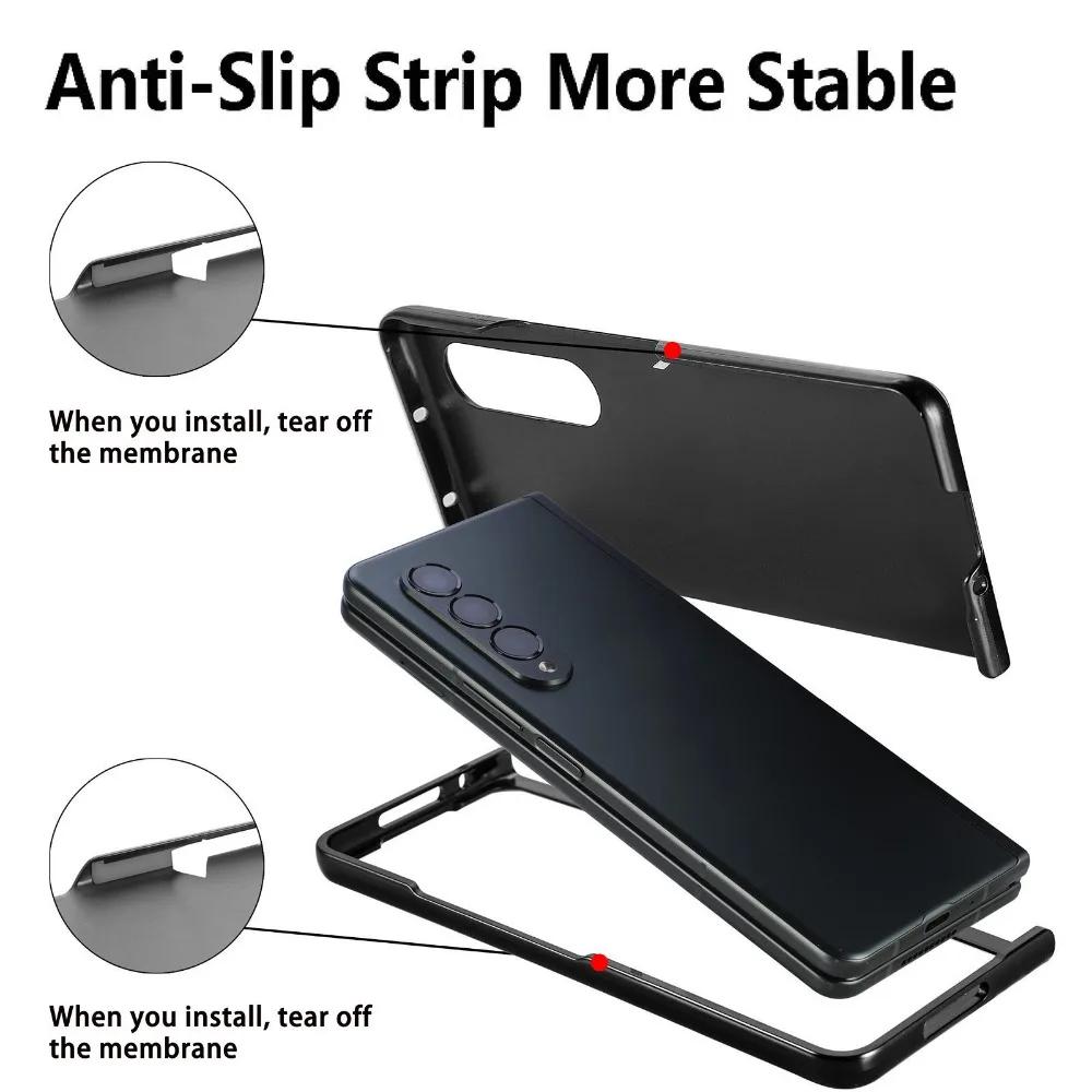 Чехол из искусственной кожи на запястье для Samsung Galaxy Z Fold 6 5 4 3 5G, жесткий чехол для телефона из ПК с держателем S Pen и упором для пальцев(нет ручки)