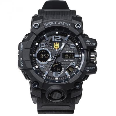 Мужские спортивные тактические часы Besta Peremoga Black с гербом Украины