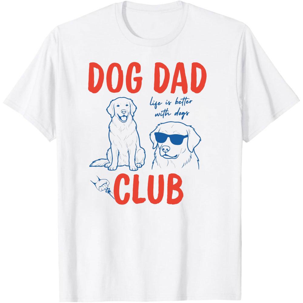 Dog Dad Club Shirt Golden Retriever Art Artsy Dog Lover Gift Modern Dog Dad Men Summer High Quality Cotton Graphic Print Tees