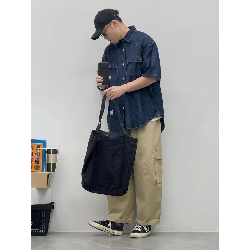 Японский ретро модный бренд летняя свободная джинсовая рубашка с короткими рукавами художественная молодежная рабочая рубашка мужская и женская многослойная куртка