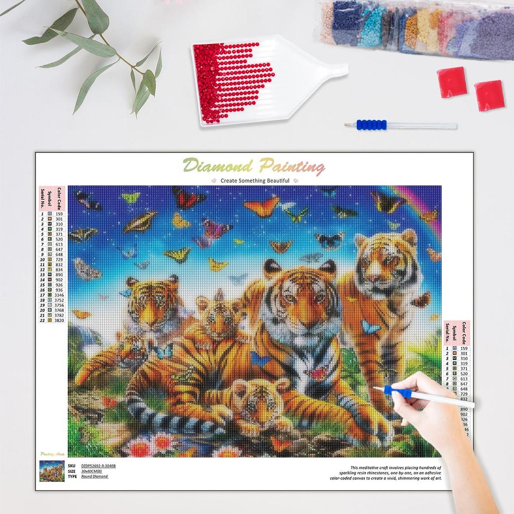 Алмазная картина животное Тигр вышивка крестом бабочка полный комплект мозаичное украшение для дома 30x40 см