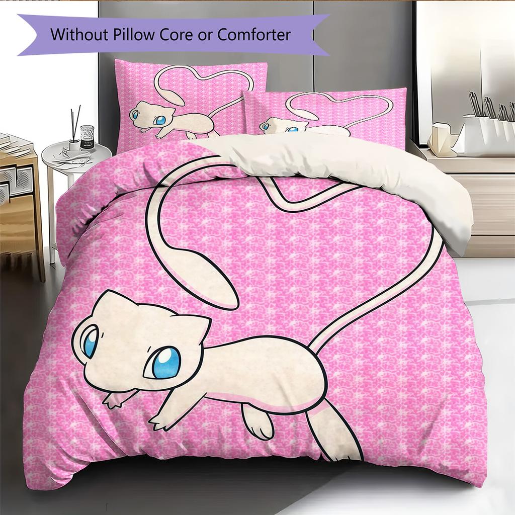 Mew Pattern Bedding Quilt Set Home Decoration Gift (1 * duvet cover + 2 * pillowcase without core)
