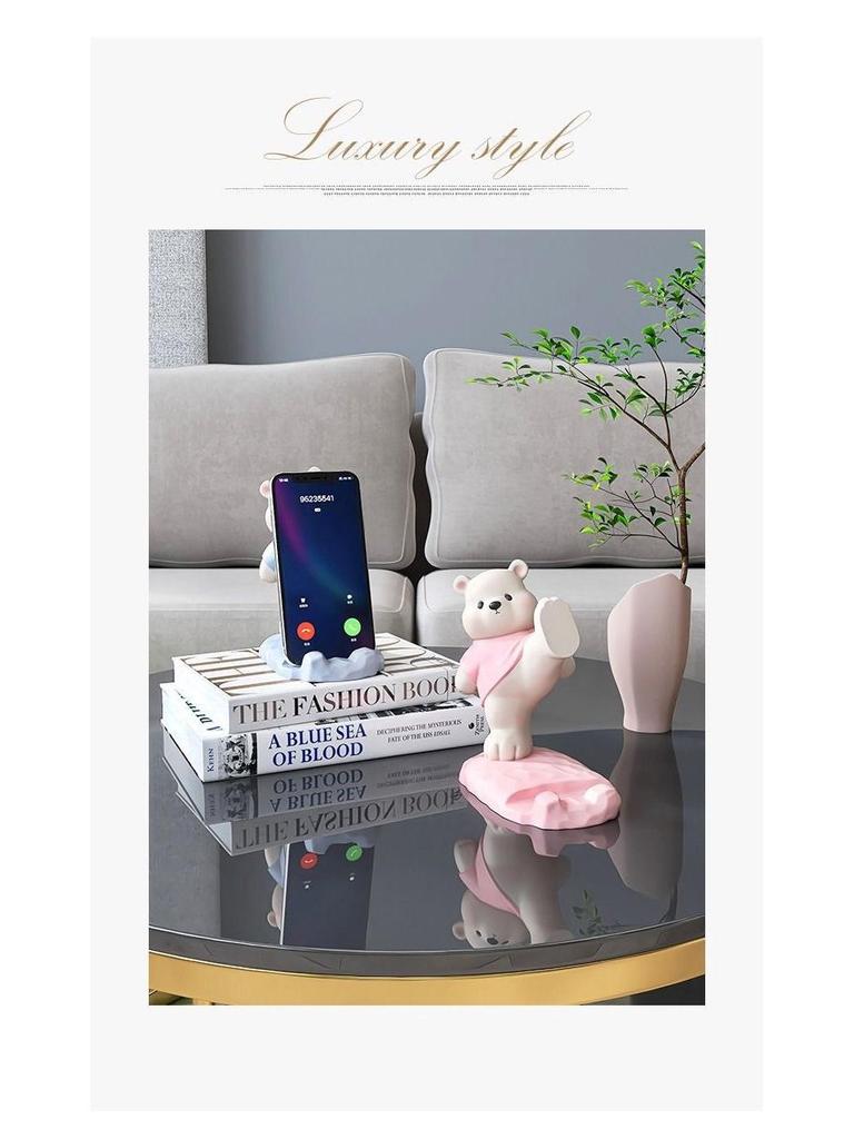 Cute Bear Phone Holder Desk Ornament - Office Stress Relief Gadget & Gift