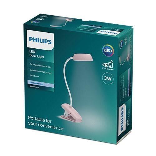 Лампа для чтения - Philips - Модель с клипсой - Розовый цвет - Светодиодное освещение - Современный дизайн
