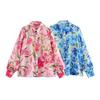 Spring 2025 Women's Versatile Floral Print Drape Lapel Long Sleeve Shirt