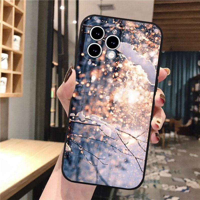 Зимний легкий снежный арт чехол для телефона чехол для iPhone Xiaomi Mi Samsung Galaxy Redmi Note AS 11 12 13 14 15 22 23 24 5G Pro Plus Max Fe Ultra