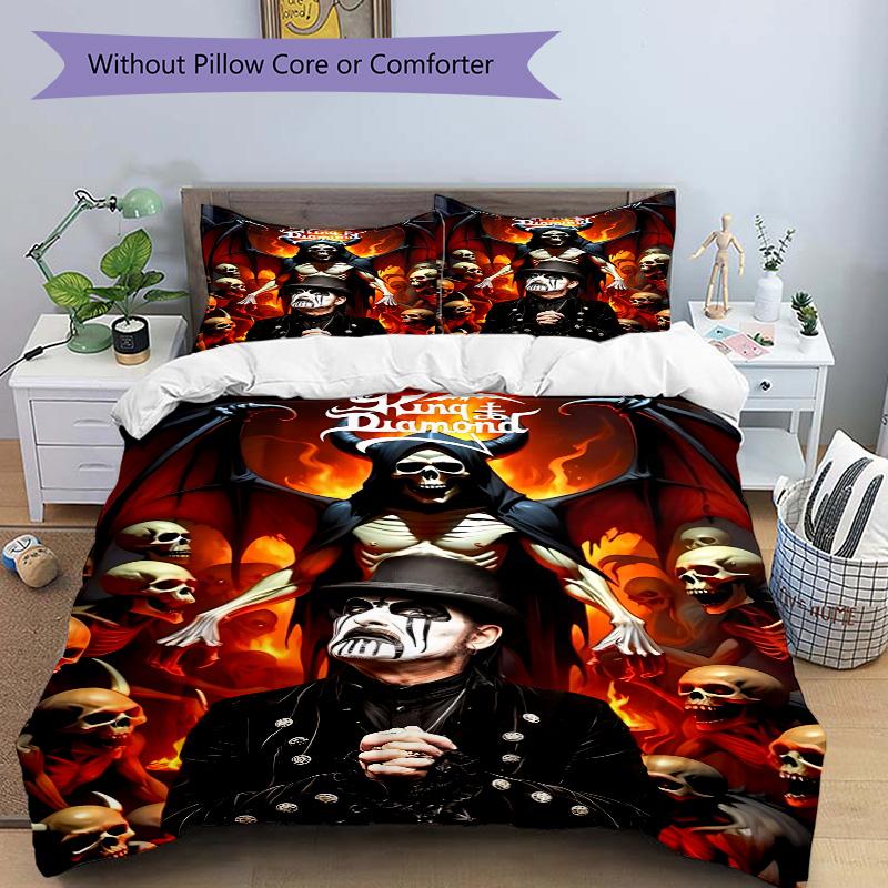 Diamond Fiery Skulls Print 3Pcs Bedding Setduvet Cover With 2 Bedropillowcase Home Birthday Gift