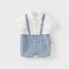 David Bella Class a Newborn Romper for Boys, Pure Cotton Jumpsuit, Gentleman Style Romper, Summer Clothing for Infants and Toddlers