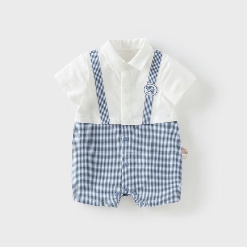 David Bella Class a Newborn Romper for Boys, Pure Cotton Jumpsuit, Gentleman Style Romper, Summer Clothing for Infants and Toddlers