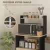 Microwave Cabinet, Kitchen Sideboard, Cupboard, Drawer, Top Shelf, 60 x 40 x 131 cm, Oak and Black