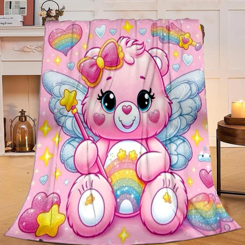 1PC Rainbow Bears Flannel Blanket Gift, Suitable for Both Men And Women, Soft Ideal for Beds And Sofa, Birthday Or Christmas Gift