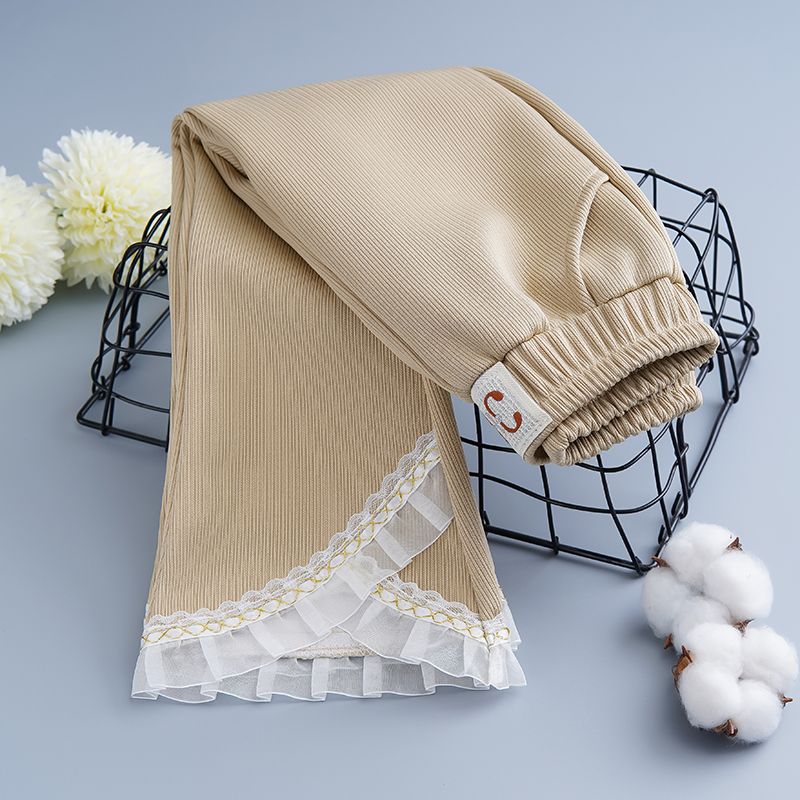 Girls' Pants for Spring and Autumn Children's Spring Pants for Outerwear Black Girls' Elastic Micro Flared Pants