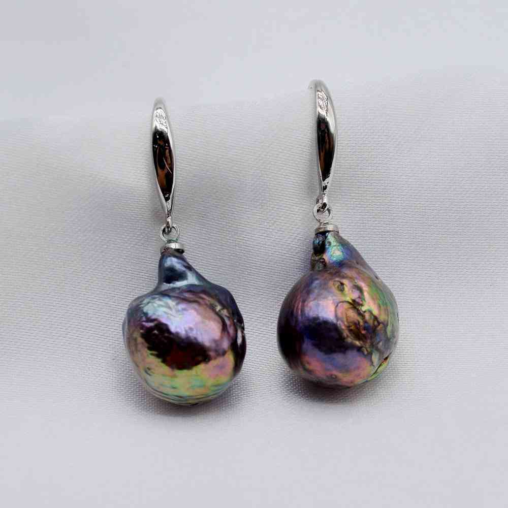 Модные женские серьги, черные большие серьги с жемчугом в стиле барокко, серебряные серьги диаметром 12-13 мм, серьги с жемчугом и каплей воды, подарок матери