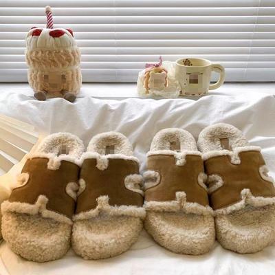 Тапочки Mao Mao женские 2025 осень и зима новые модели, удобные, модные и универсальные, зарубежные хлопковые тапочки на толстой подошве