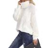 Women's Autumn/winter Twisted Floral Knitted Chunky Long-sleeved Solid Color Turtleneck Sweater