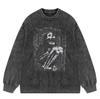 Streetwear Halloween Washed Black Y2K Knitted Sweater