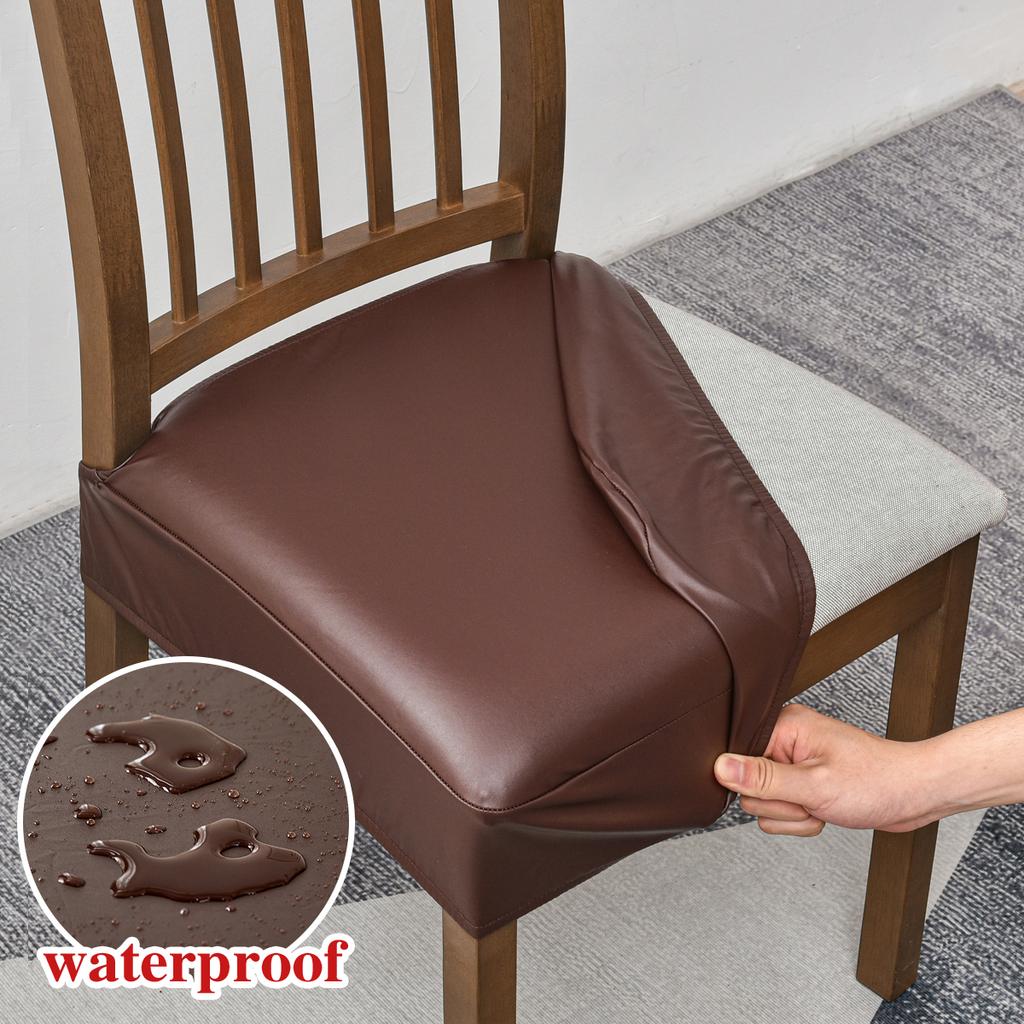 Водонепроницаемые чехлы на сиденья для обеденных стульев Чехлы на сиденья стульев из ПУ-кожи без спинок съемные моющиеся защитные чехлы для стульев
