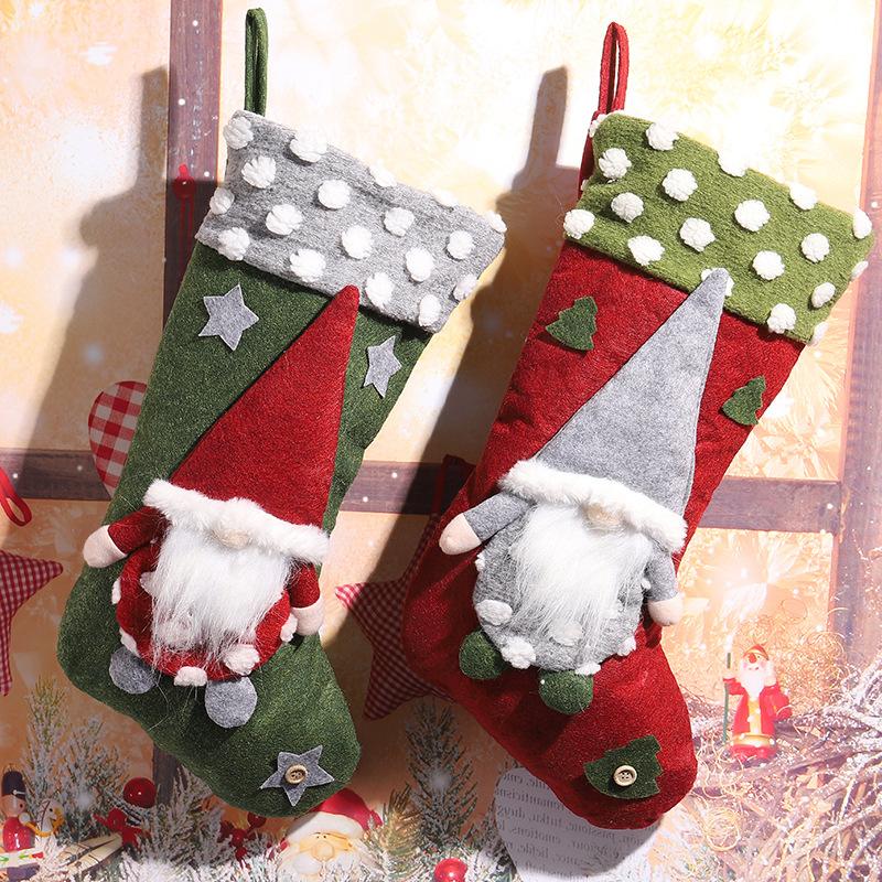 Christmas Decorations Old Man Of The Forest Lamb's Wool Christmas Stockings Faceless Doll Christmas Stockings Gift Bags Candy Bags