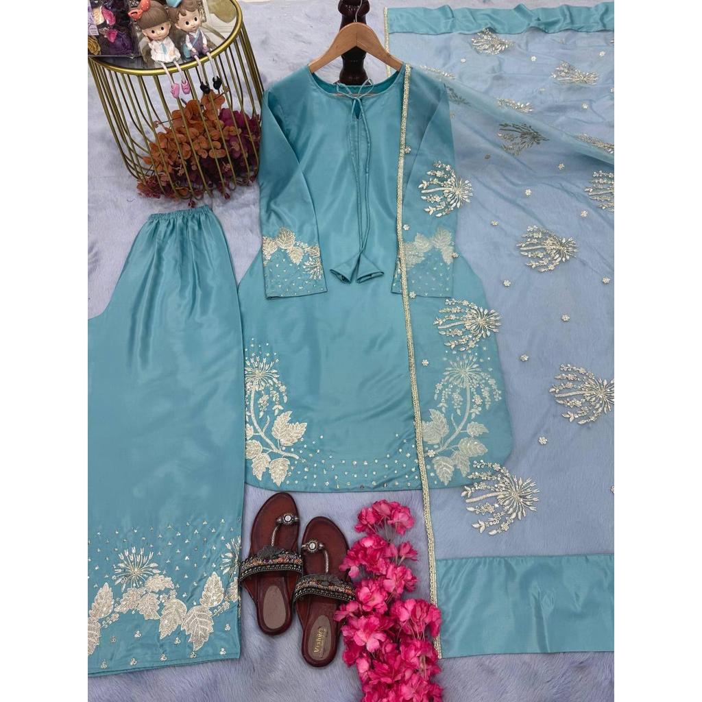 Представляем новый дизайнерский праздничный образ: комплект из топа и палаццо из натурального крепа, с дупаттой