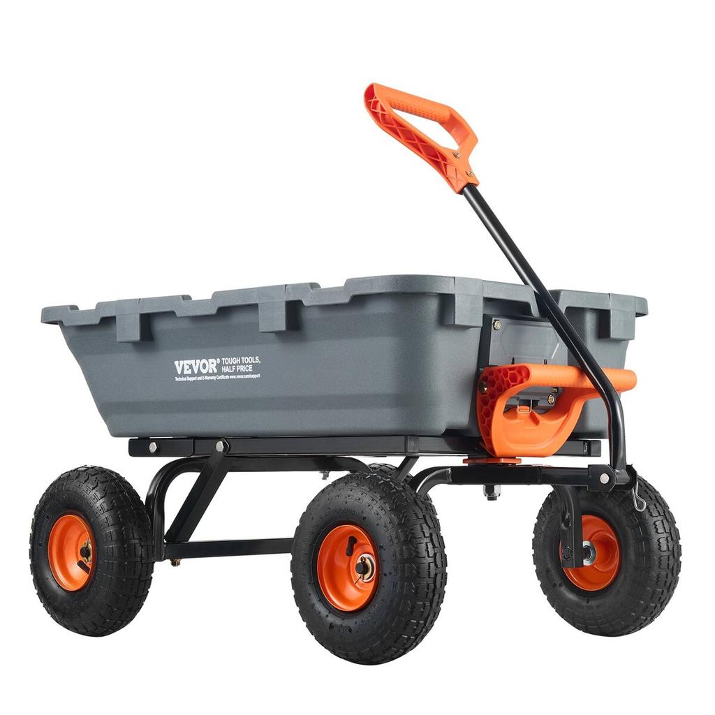 Poly Garden Dump Cart Heavy-duty Yard Carts and Wagons 800 lbs 10" Tires