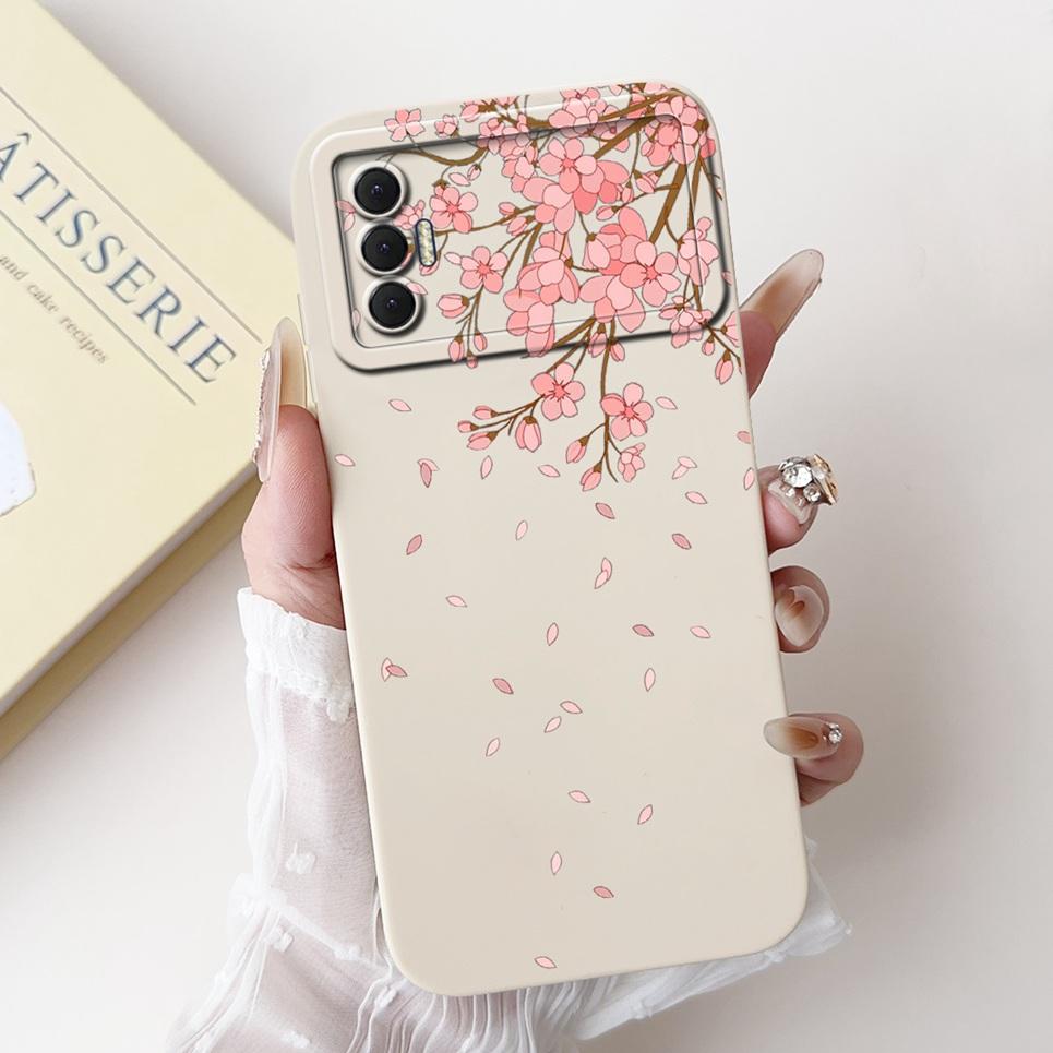 Phone Shell For Tecno Spark 8P Woman Fashion Flower Butterfly Coques For Tecno Spark 9T India Back Covers Soft Liquid Silicone