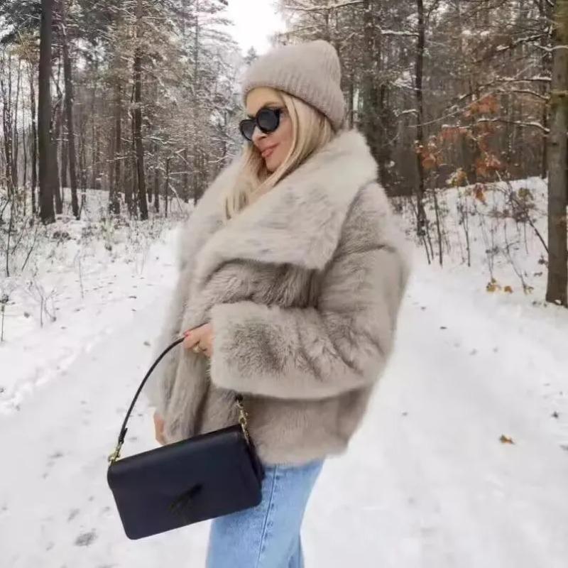 Женская модная роскошная куртка из лисьего меха осень-зима с длинным рукавом теплая замшевая уличная повседневная верхняя одежда
