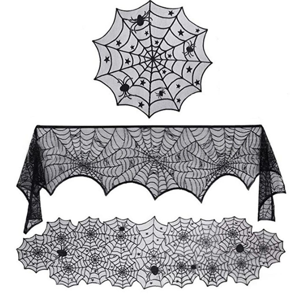 Halloween Tablecloth and Light Covers Set For Dining Table Mantels Holiday Decorations Washable Table Runner Lampshade