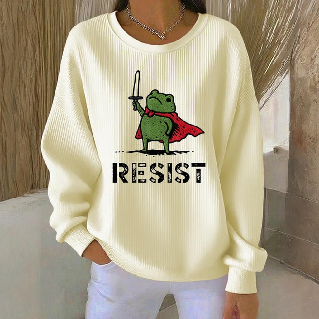 Women's Loose Comfortable Casual And Fashionable Round Neck Pattern Long Sleeved Sweatshirt