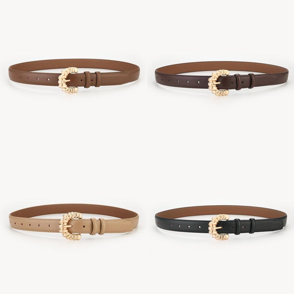 Genuine Leather Belt For Men Women Fashion Casual Minimalist Style With Metal Buckle For Daily Wear
