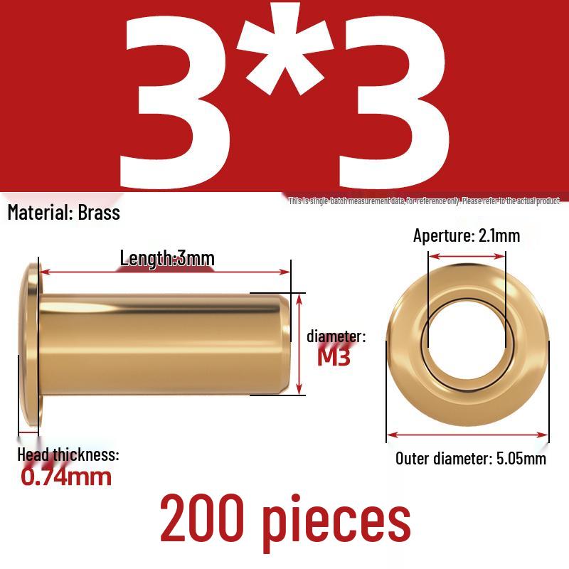 Pure Brass Hollow Rivets & Copper Eyelets Fasteners M1.3–M5