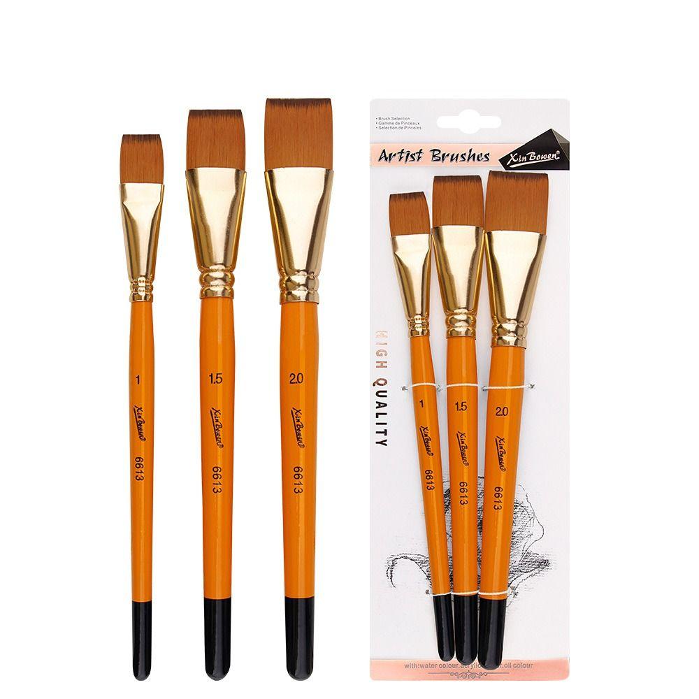 3PCS/Set Big Flat Head Painting Watercolor Brush Nylon Hair Acrylic Painting Brushes  Students