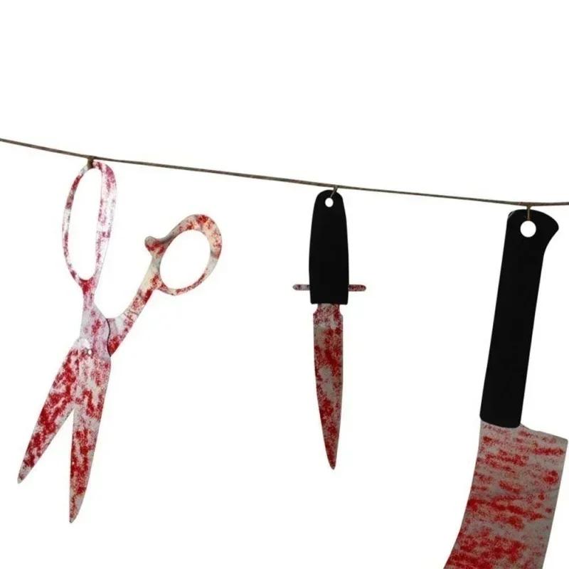Halloween Decoration Horror House Bloody Weapons Garland Banner Halloween Bar Club Zombie Vampire Party Decorations Supplies