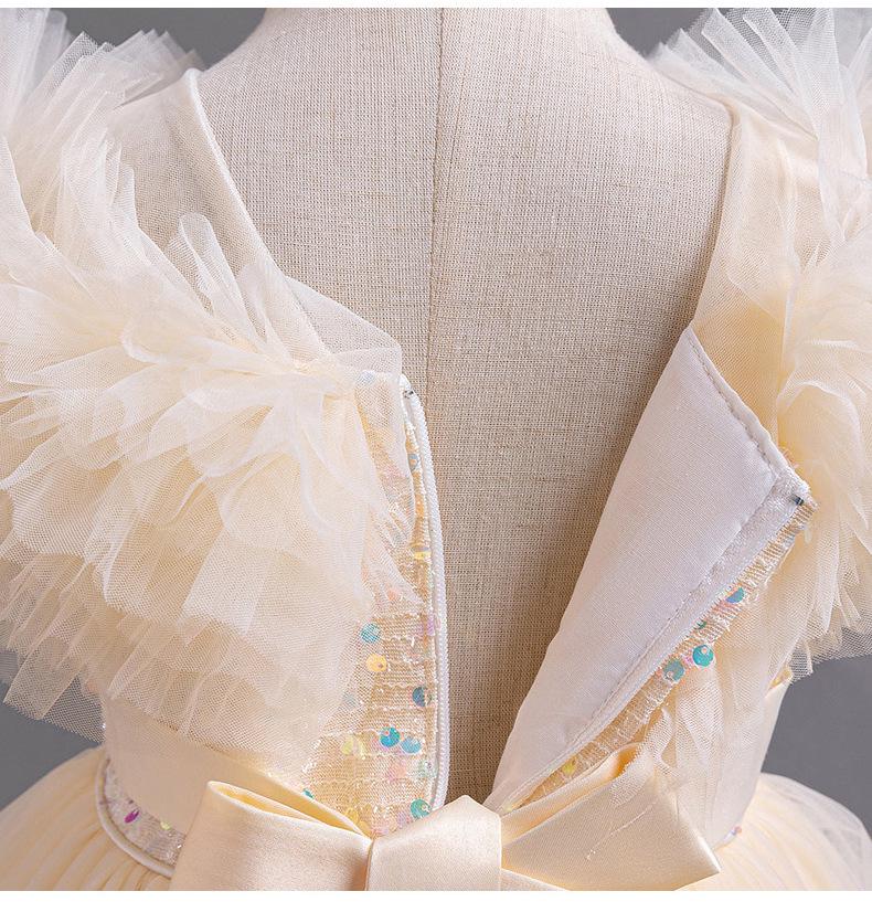 Детское кружевное платье принцессы со шлейфом, возраст 2-13 лет, летний сетчатый дизайн для девочек