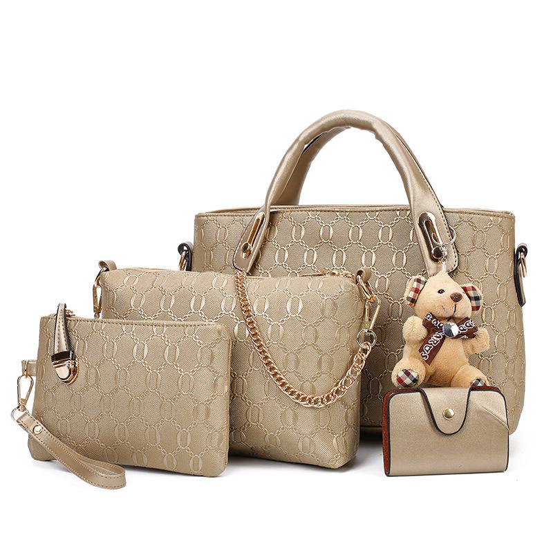 2024 Summer Women's Crocodile Pattern Handbag Set - Four-Piece with Bear Shoulder and Messenger Bags