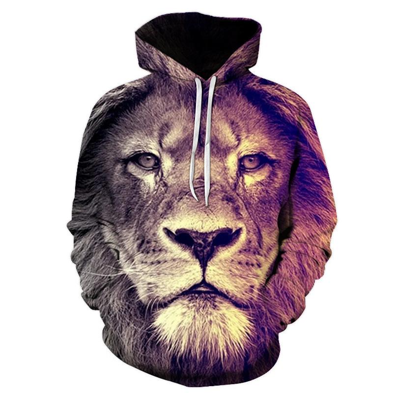 Женский и мужской пуловер с волком, верхняя одежда, 3D цифровая печать, толстовка с капюшоном для пар, толстовка с капюшоном и длинными рукавами в виде животных, свободные карманные повседневные пуловеры