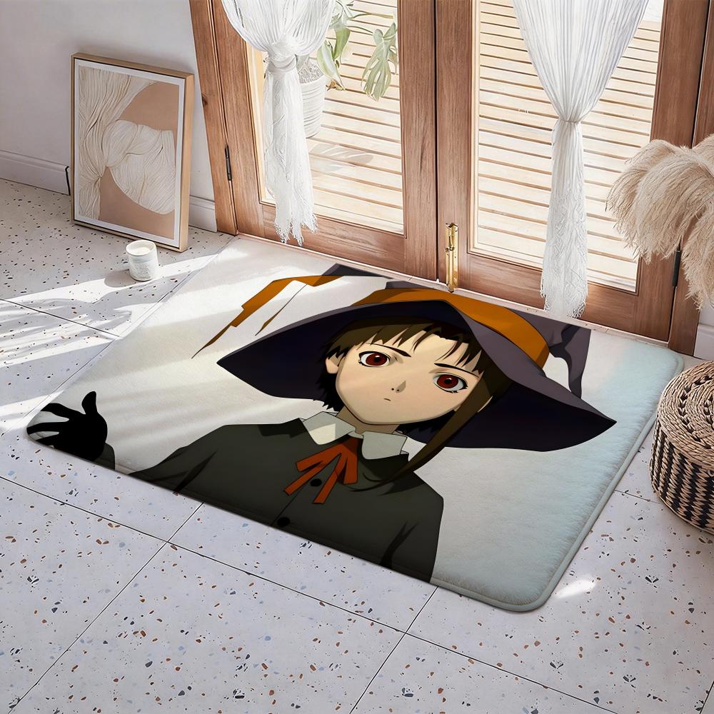 Anime S Serial experiments lain Floor Mat Eco Flannel Doormat Non Slip Odorless Indoor Floor Rug Soft Short Plush Home Mat